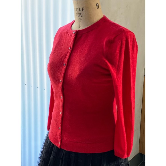 L.A.M.B. 2005 Boudoir Cherry Red Cashmere Cardigan Size M - Picture 6 of 10